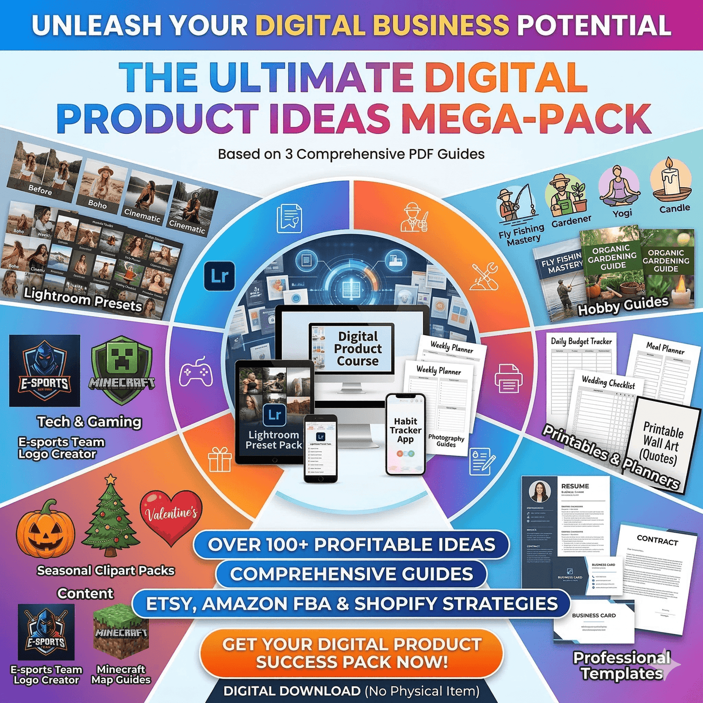 1000,000+DIGTAL PRODUCTS IDEAS - Ultimate Digital Product Ideas Mega-Pack with resources for creators and entrepreneurs.