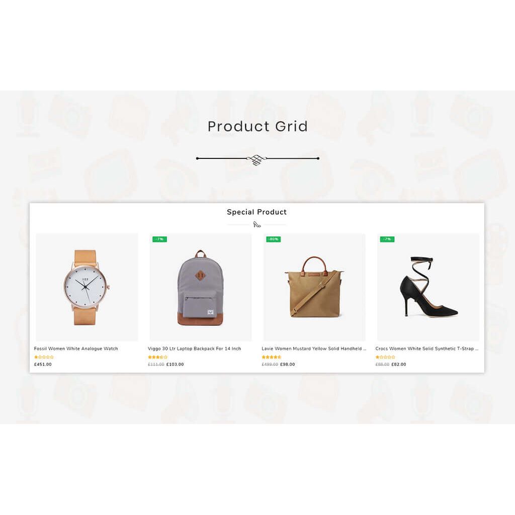 112+ Premium Shopify Themes Bundle showcasing a product grid with watches, bags, and footwear.