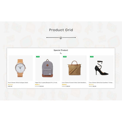 112+ Premium Shopify Themes Bundle showcasing a product grid with watches, bags, and footwear.