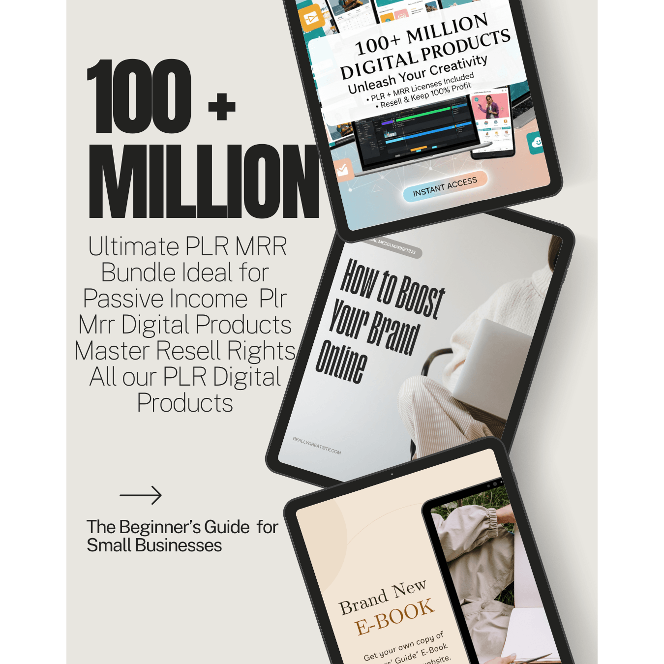 DIGITAL PROUDECTS & 100 Million+ Ultimate PLR MRR Bundle Ideal for Passive Income with digital products and e-books.